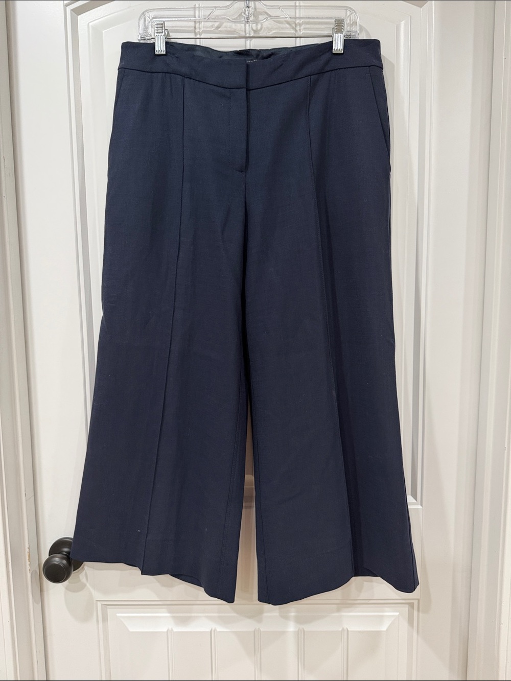 NWOT Lafayette 148 New York Navy Wool Cropped Wide-Leg Trousers